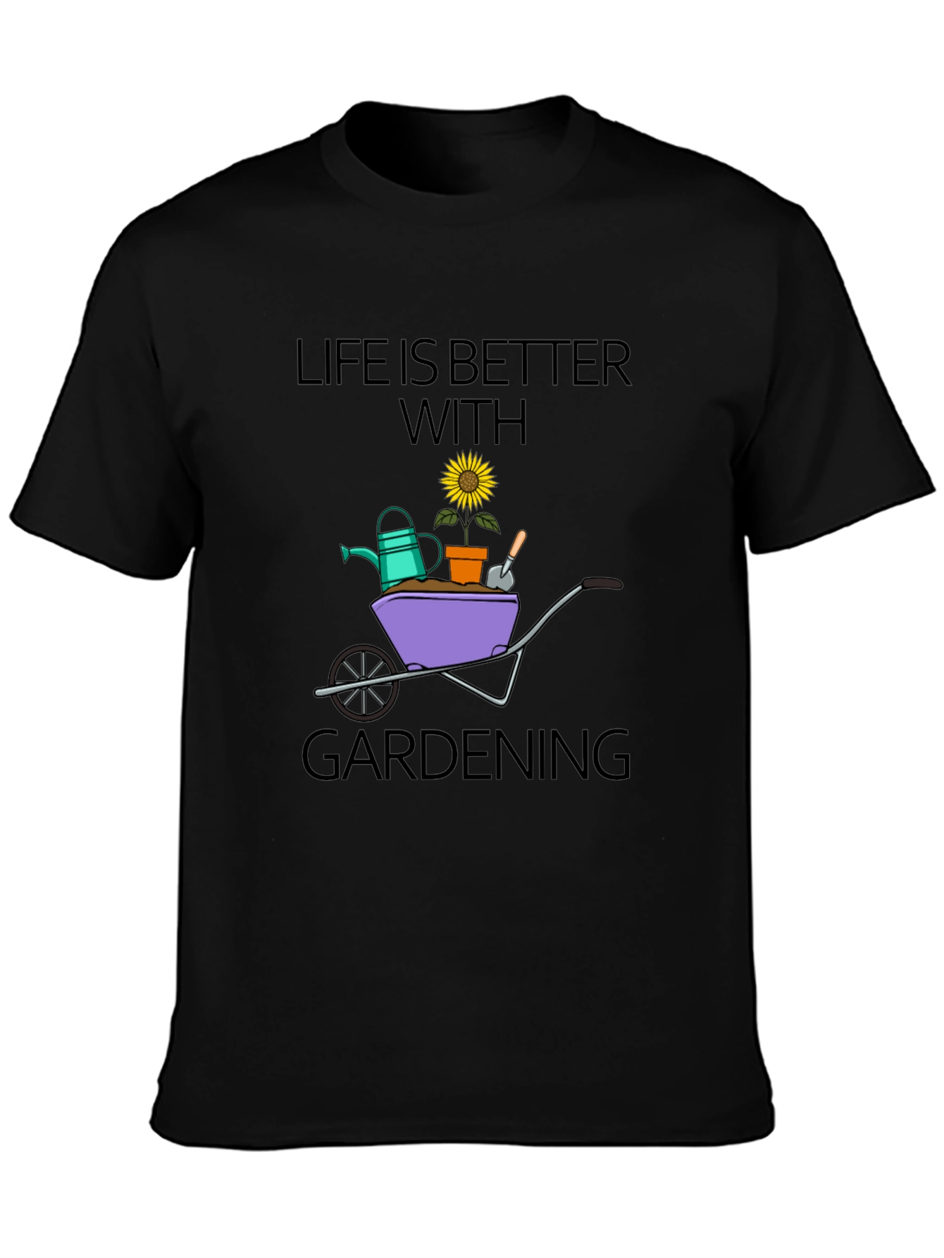 Gardening Life T-Shirt - Black Cotton Tee
