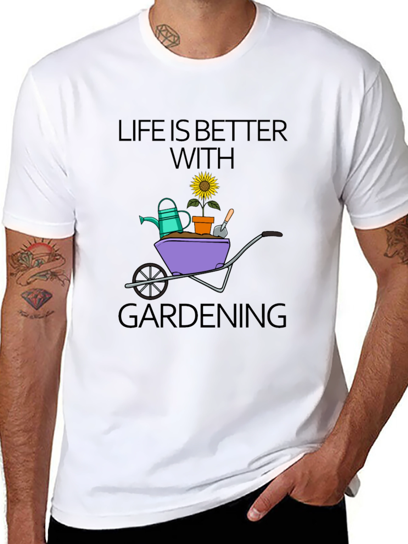 Gardening Life T-Shirt - Black Cotton Tee
