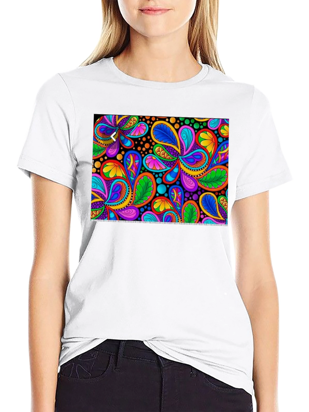 Psychedelic Paisley Print Black T-Shirt