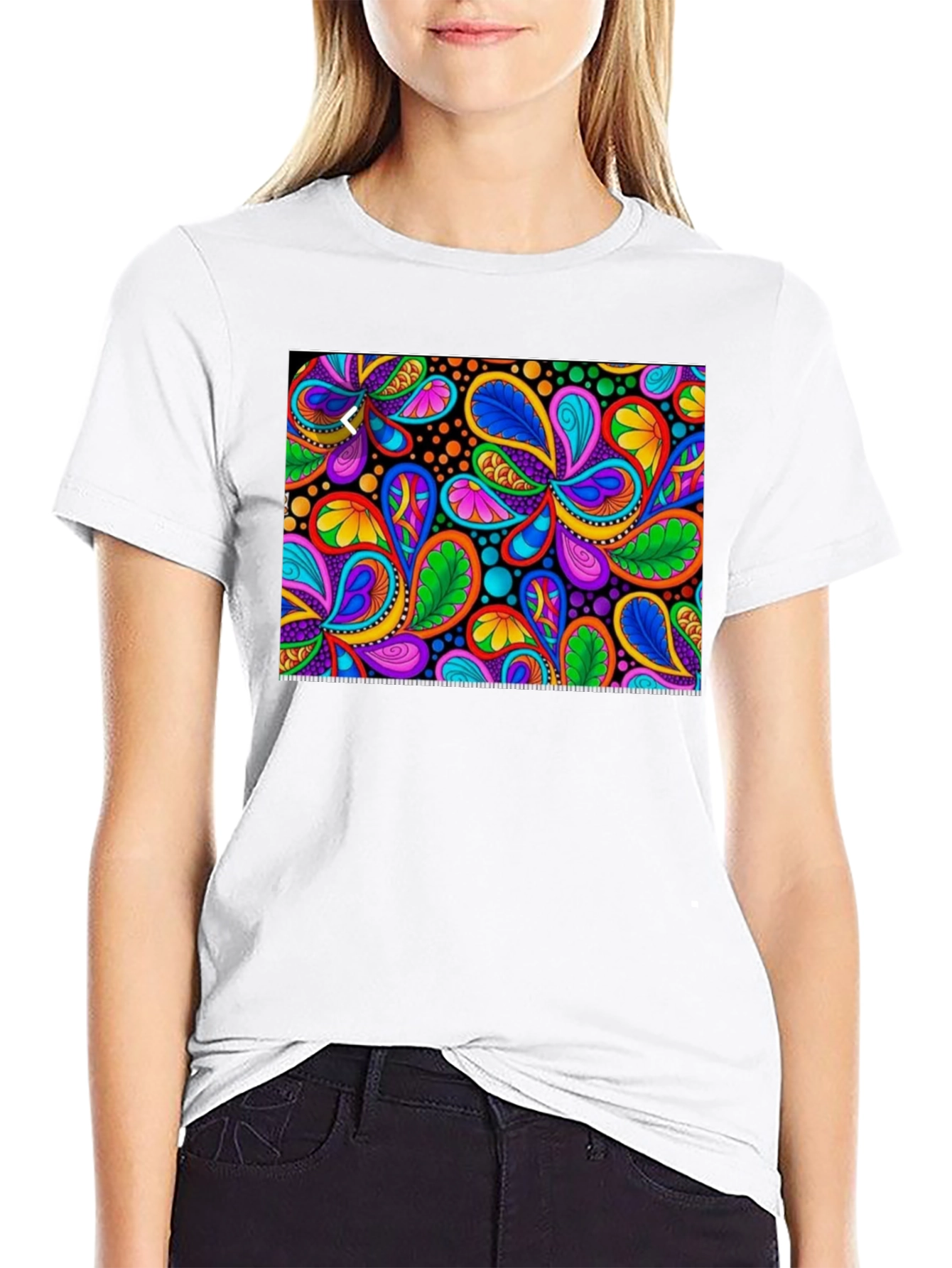 Psychedelic Paisley Print Black T-Shirt