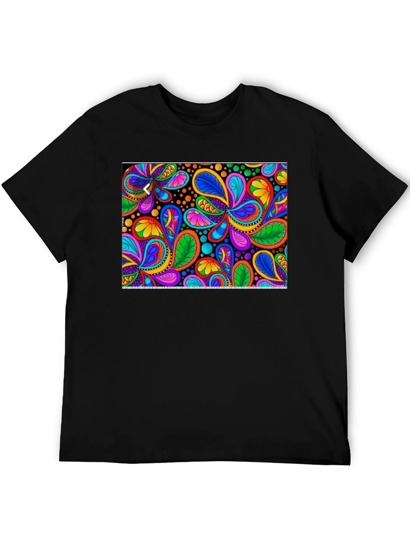 Psychedelic Paisley Print Black T-Shirt