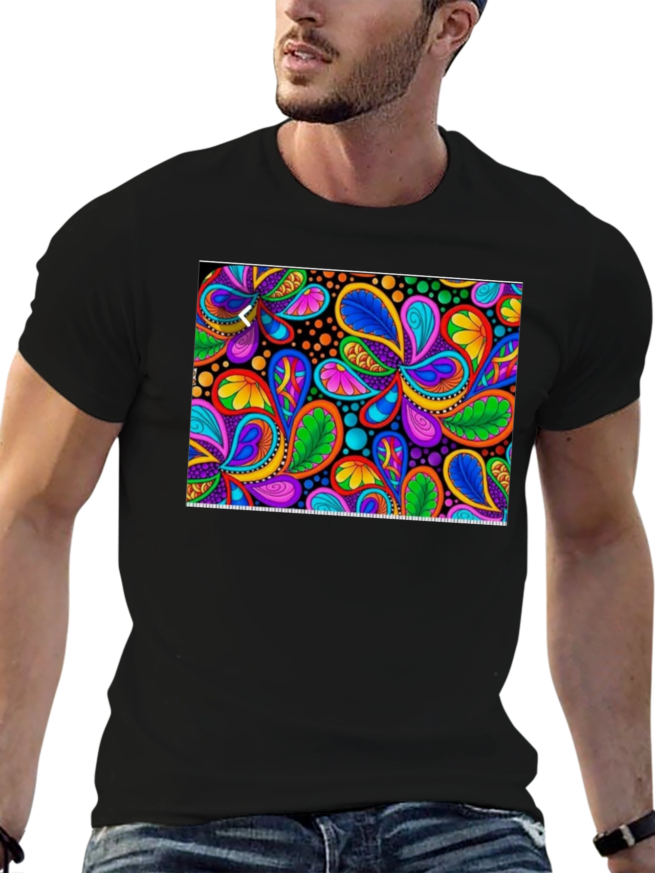 Psychedelic Paisley Print Black T-Shirt