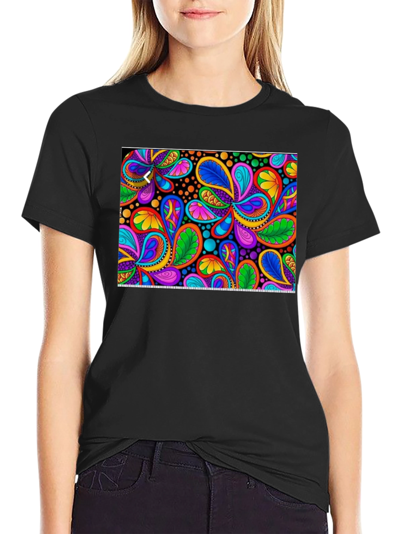 Psychedelic Paisley Print Black T-Shirt
