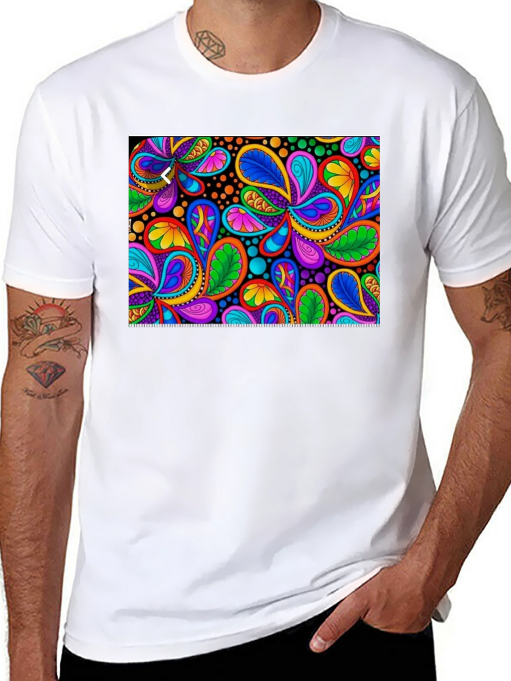 Psychedelic Paisley Print Black T-Shirt
