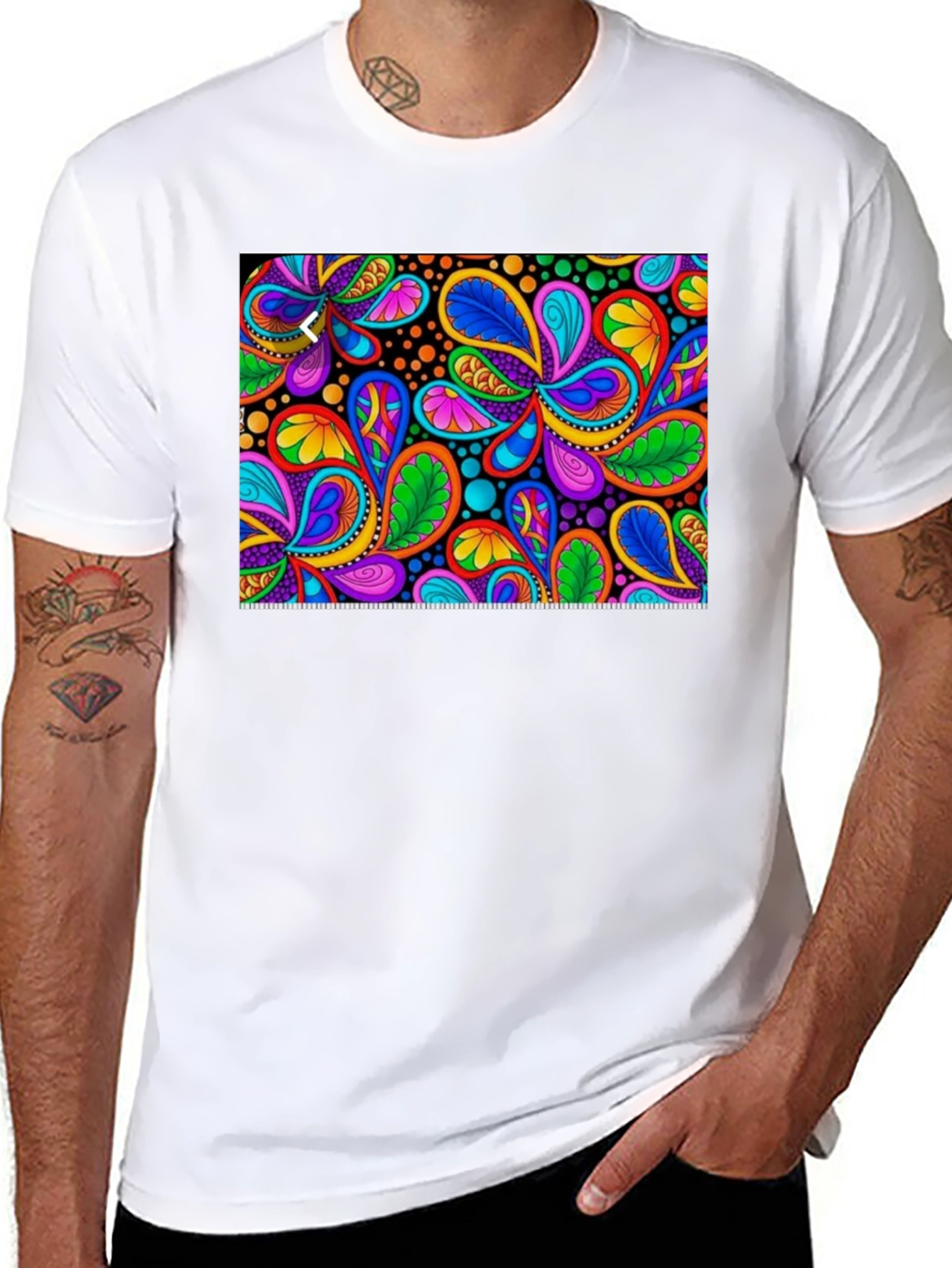 Psychedelic Paisley Print Black T-Shirt