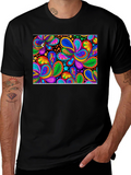 Psychedelic Paisley Print Black T-Shirt