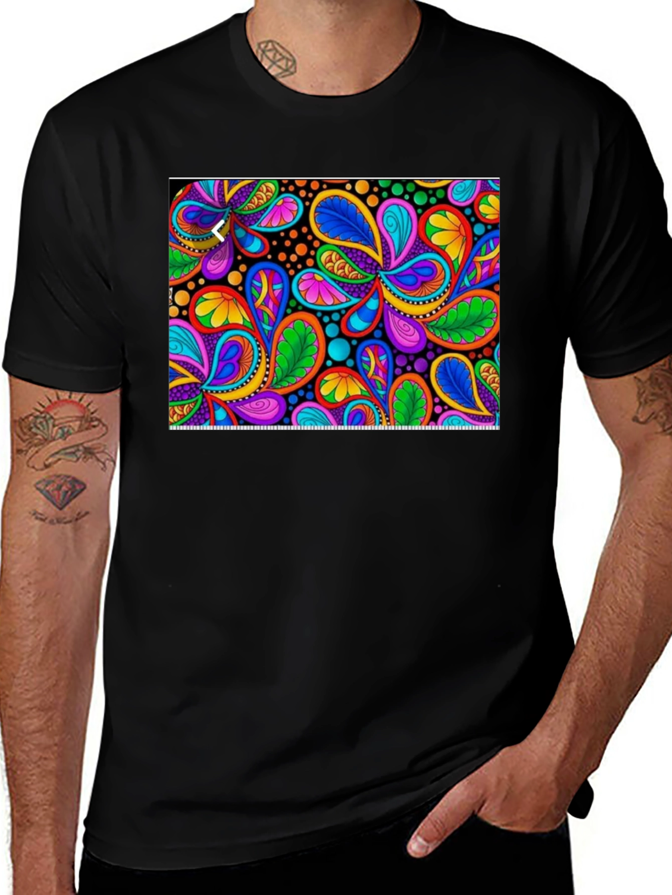 Psychedelic Paisley Print Black T-Shirt