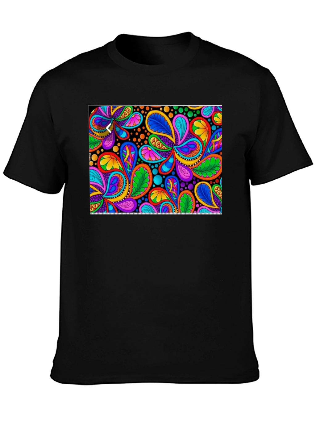 Psychedelic Paisley Print Black T-Shirt