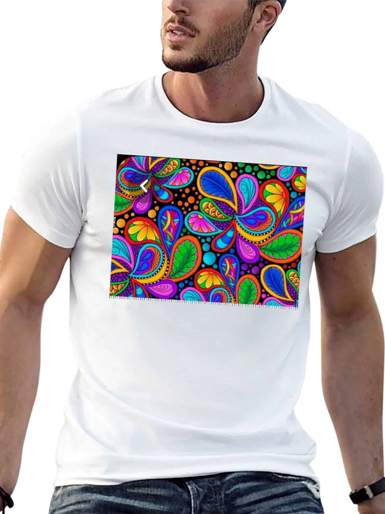 Psychedelic Paisley Print Black T-Shirt