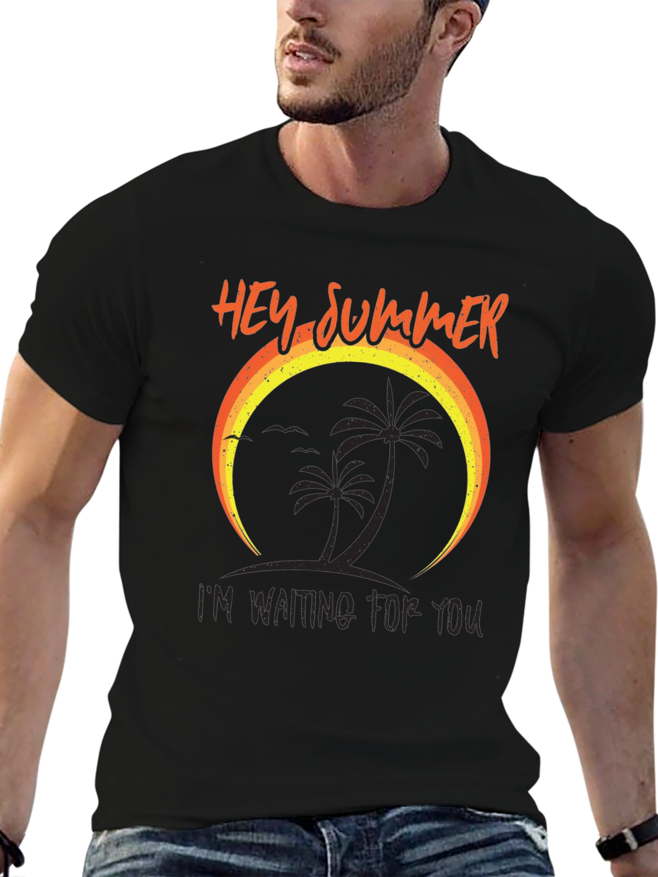 Hey Summer T-Shirt - Palm Tree Design