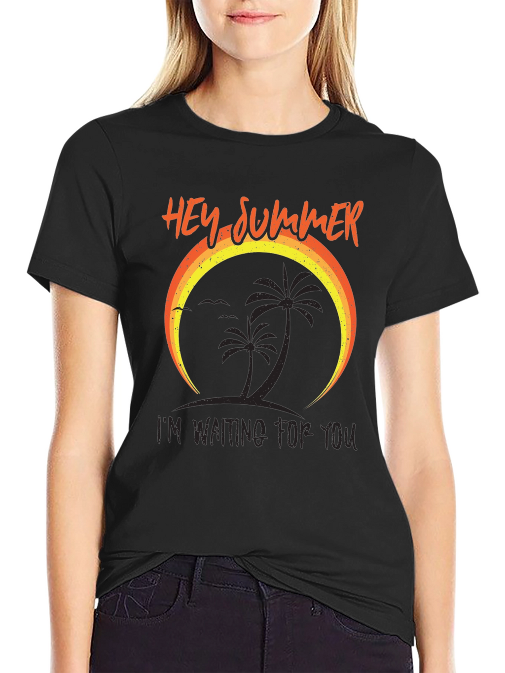 Hey Summer T-Shirt - Palm Tree Design