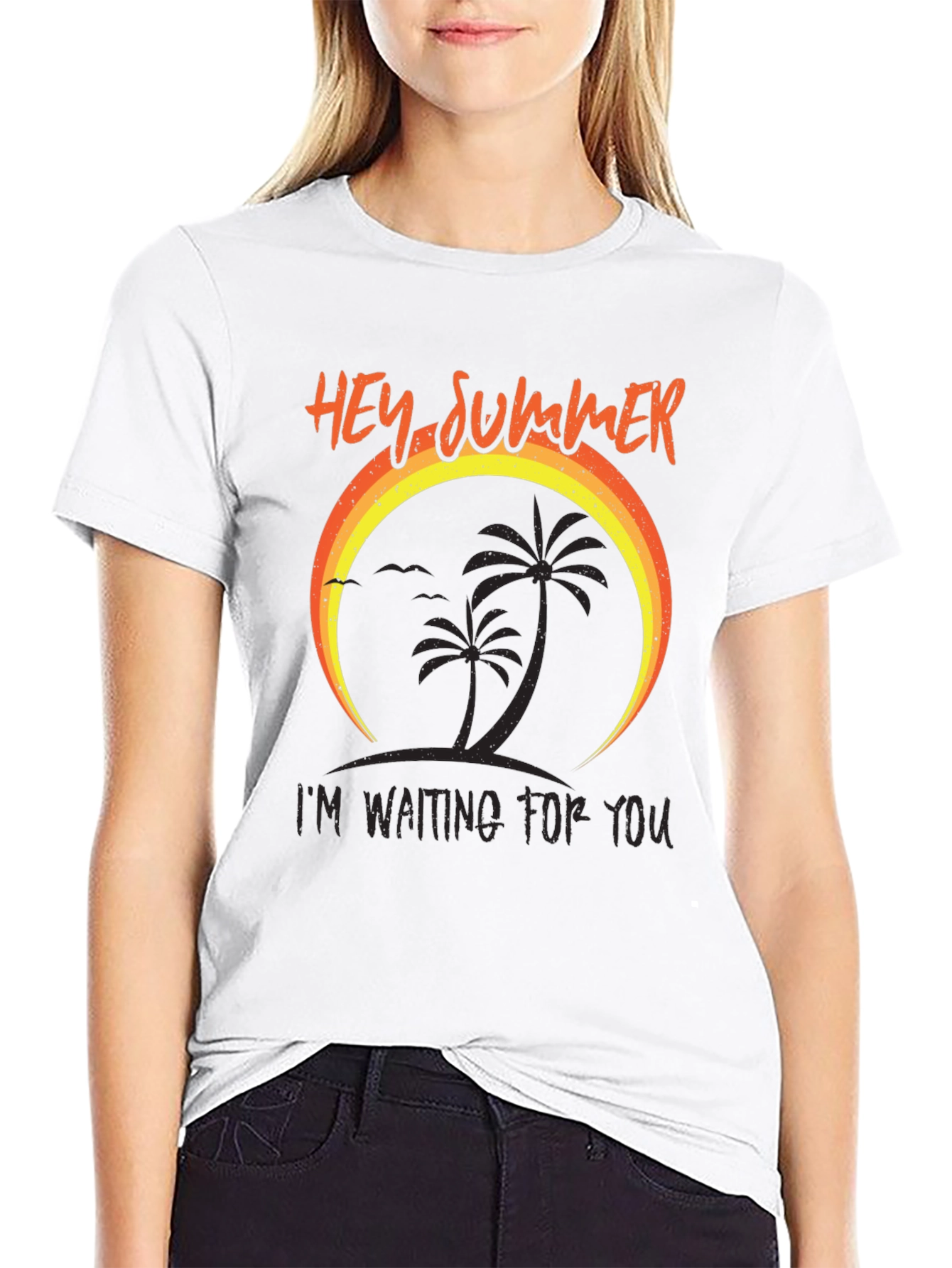 Hey Summer T-Shirt - Palm Tree Design