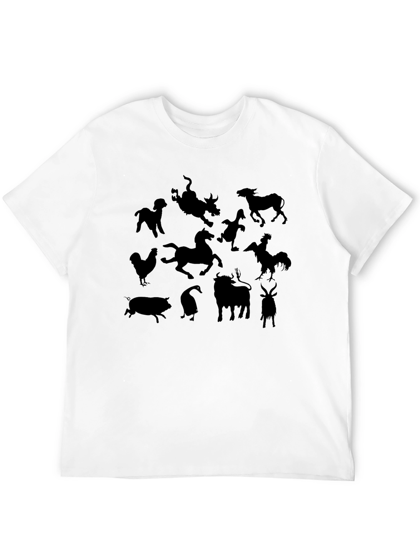 Black Farm Animal Silhouette Graphic Tee