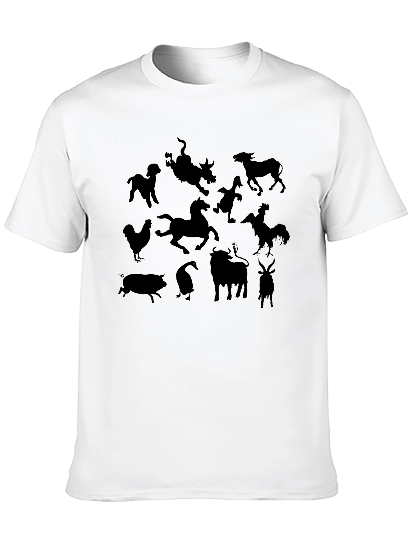 Black Farm Animal Silhouette Graphic Tee