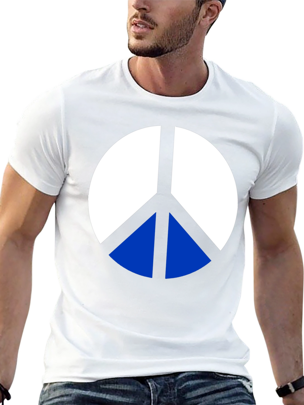 Peace Symbol Graphic Tee - Mens Black Cotton T-Shirt