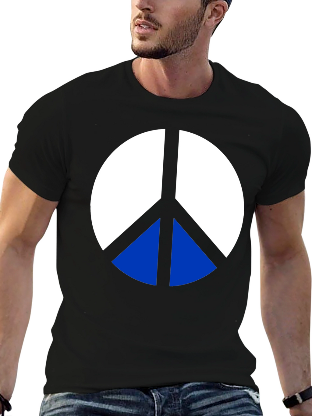 Peace Symbol Graphic Tee - Mens Black Cotton T-Shirt