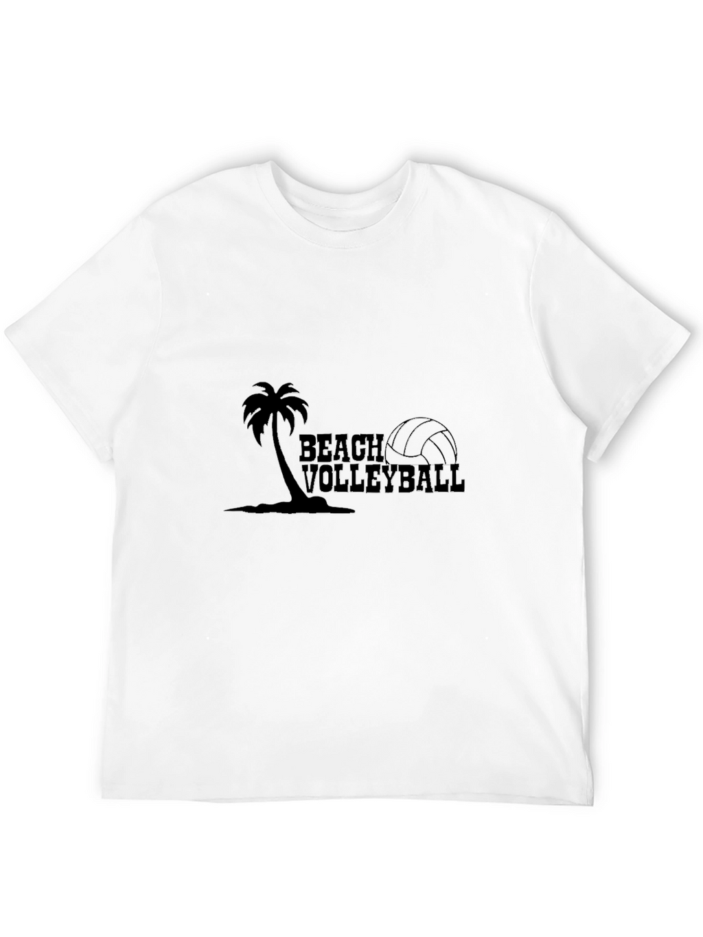Black Beach Volleyball Palm Tree Graphic Tee