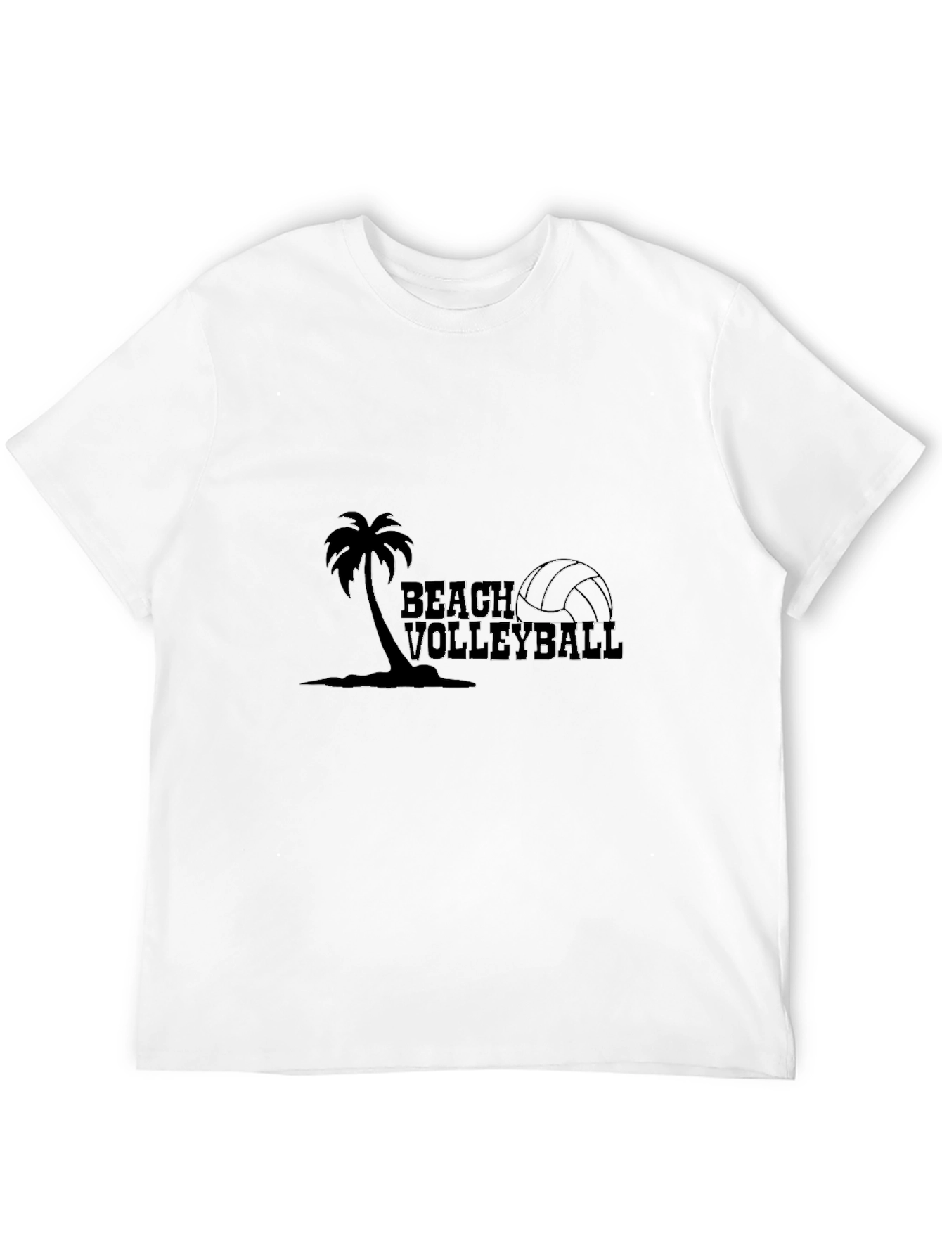 Black Beach Volleyball Palm Tree Graphic Tee