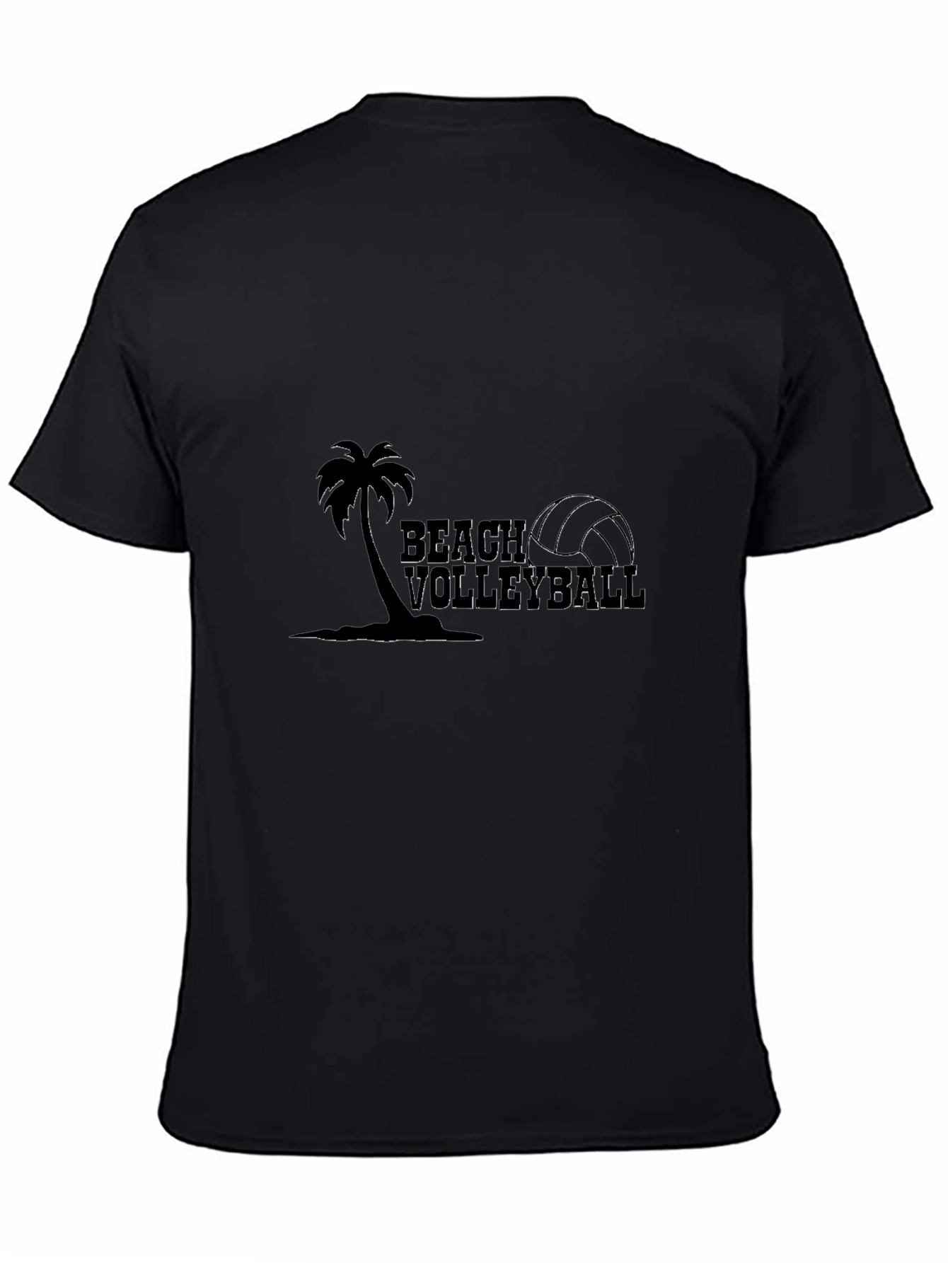 Black Beach Volleyball Palm Tree Graphic Tee