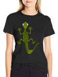 Cool Gecko Graphic Tee - Black Cotton T-Shirt