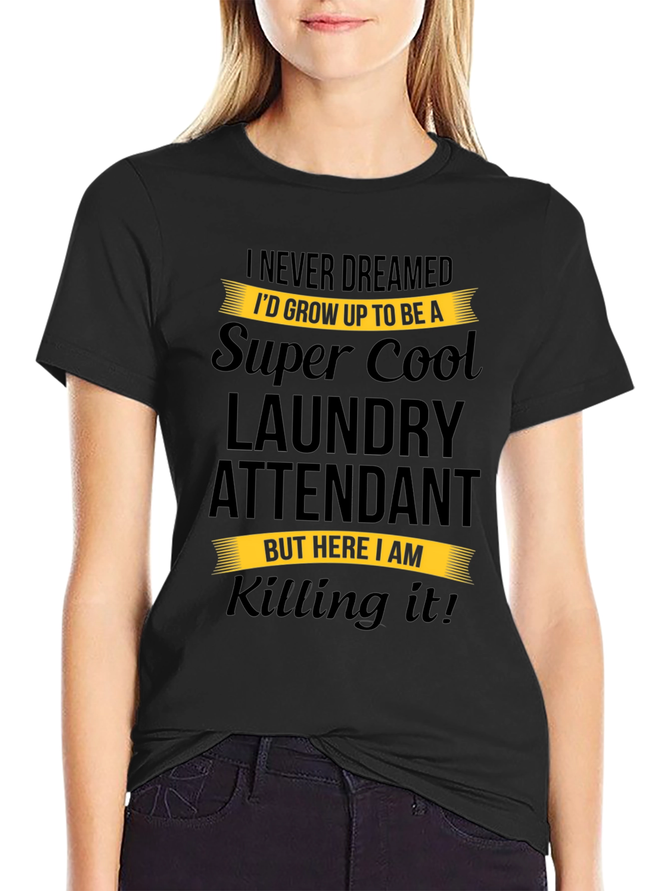 Super Cool Laundry Attendant Black T-Shirt