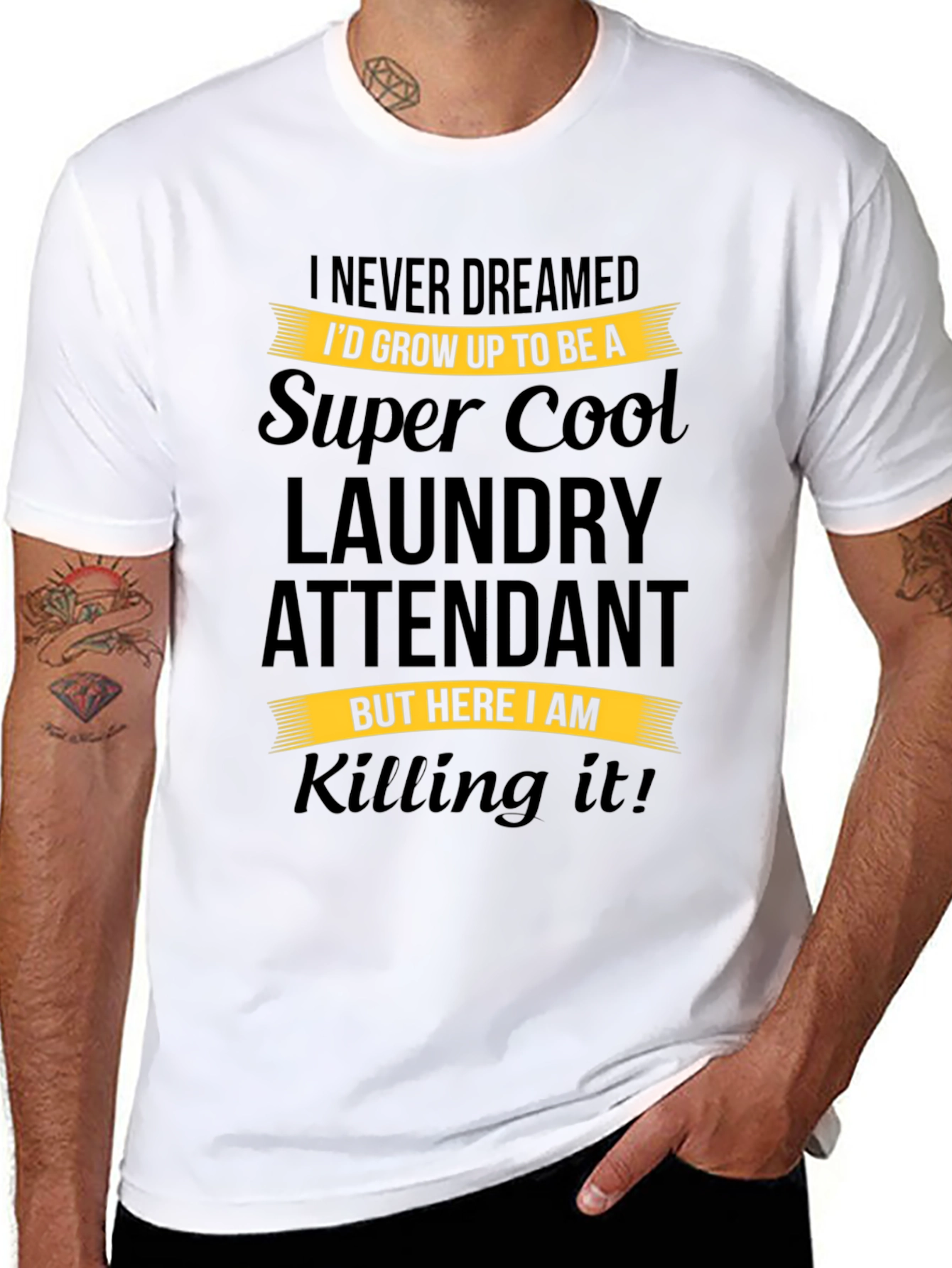 Super Cool Laundry Attendant Black T-Shirt