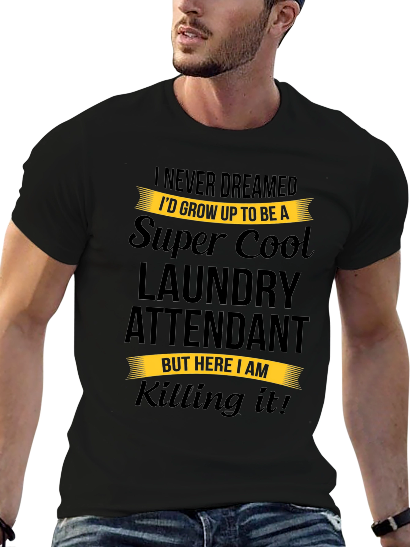 Super Cool Laundry Attendant Black T-Shirt
