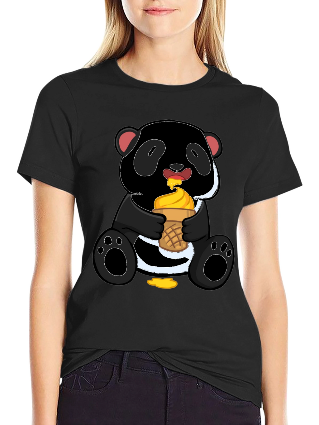 Panda Eating Ice Cream Graphic Tee