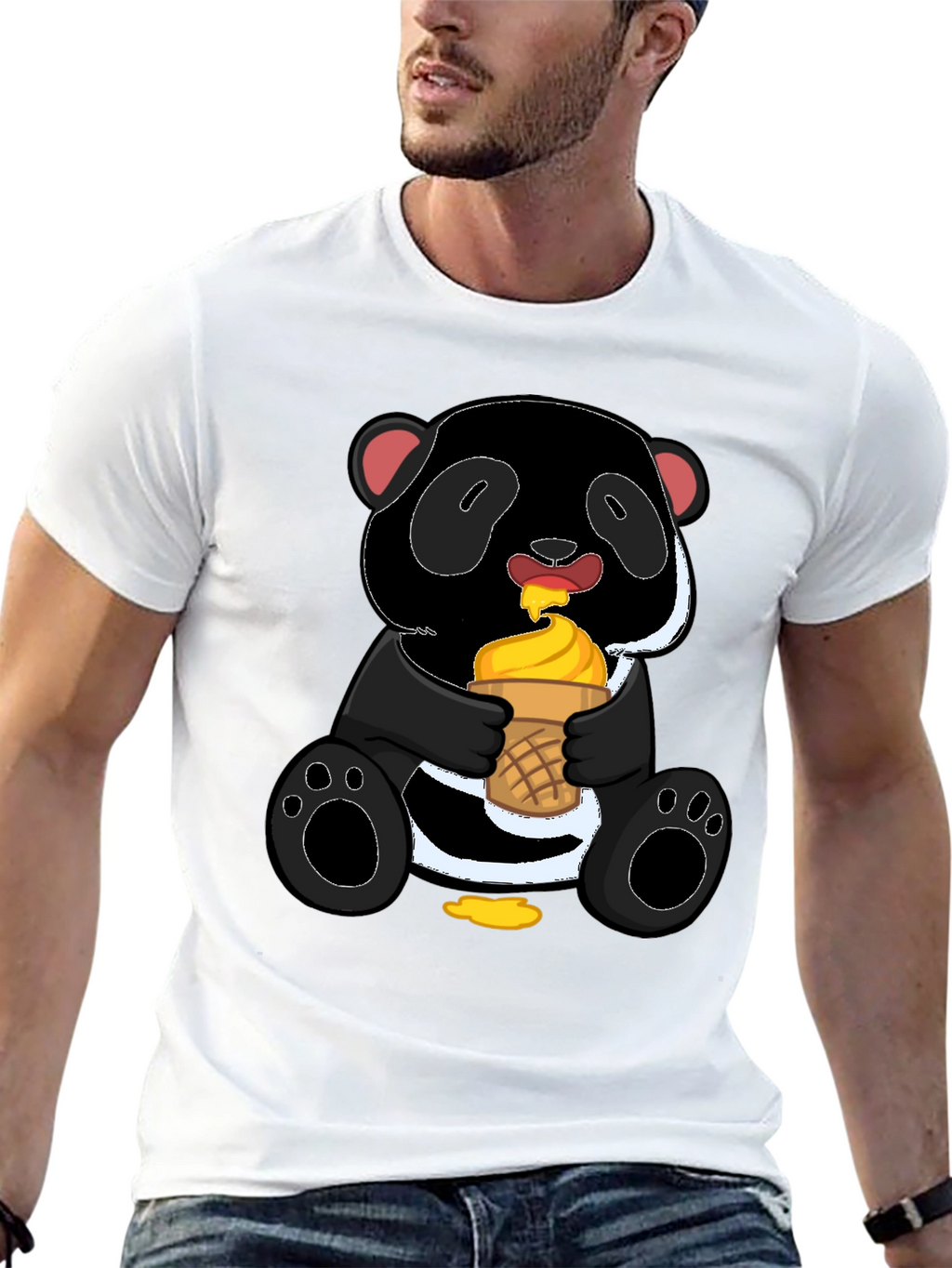 Panda Eating Ice Cream Graphic Tee