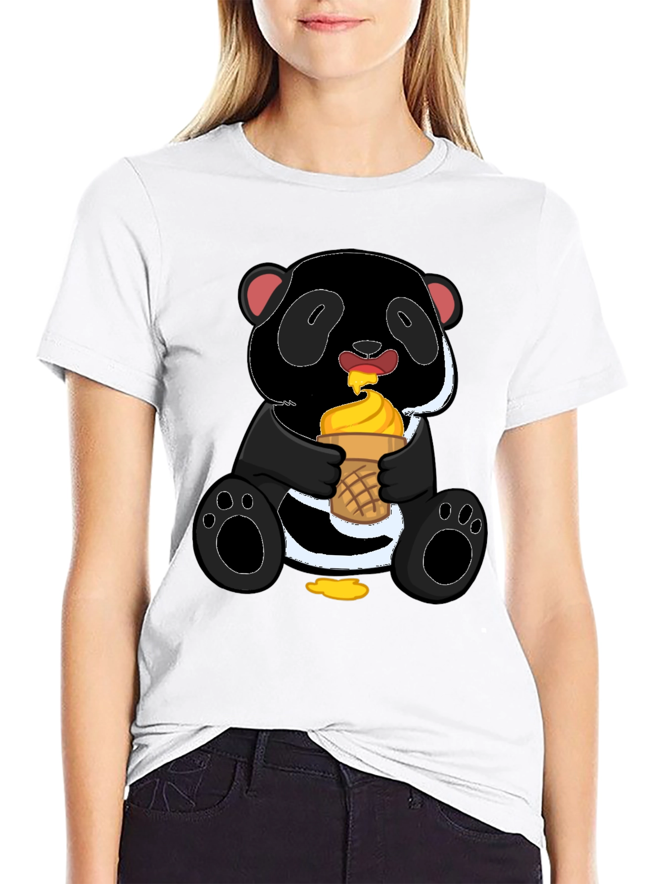 Panda Eating Ice Cream Graphic Tee