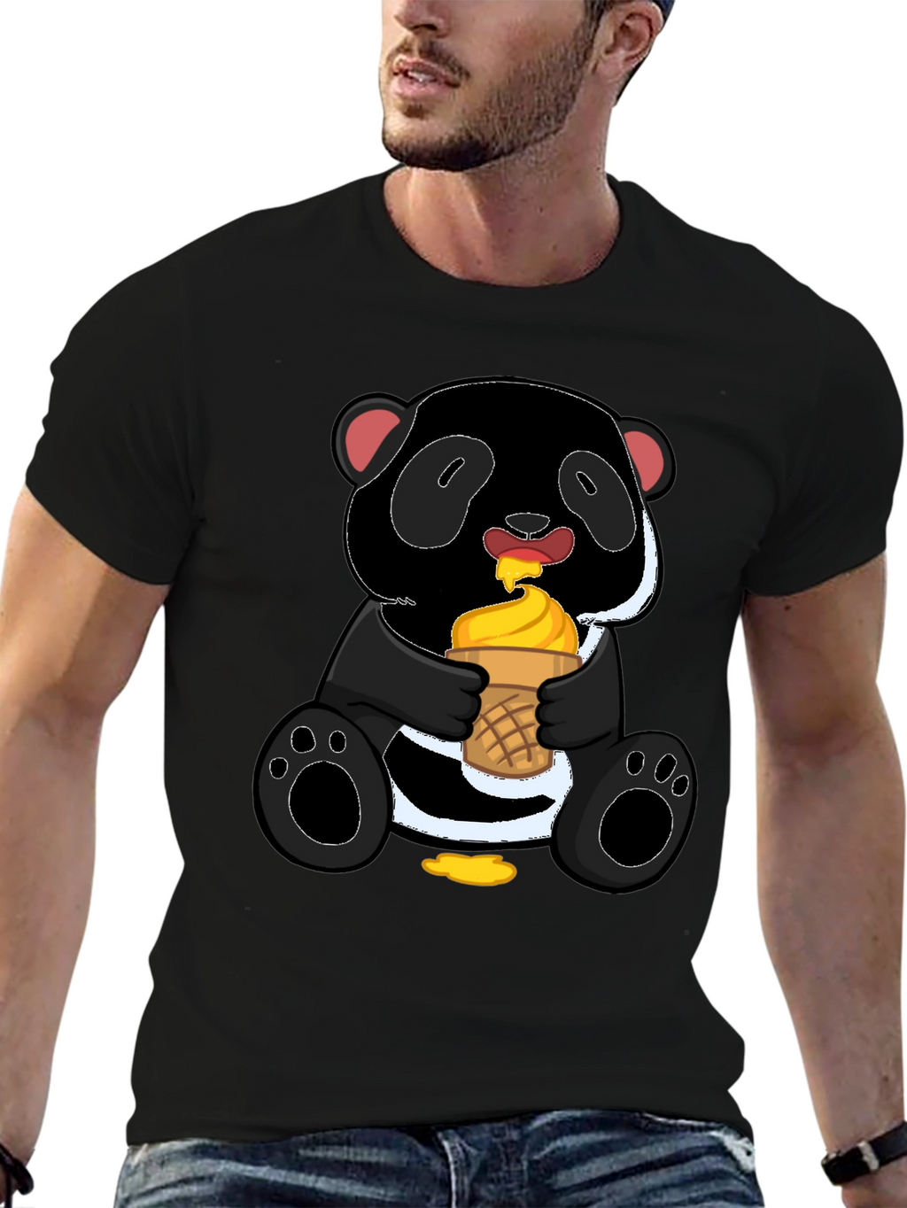 Panda Eating Ice Cream Graphic Tee