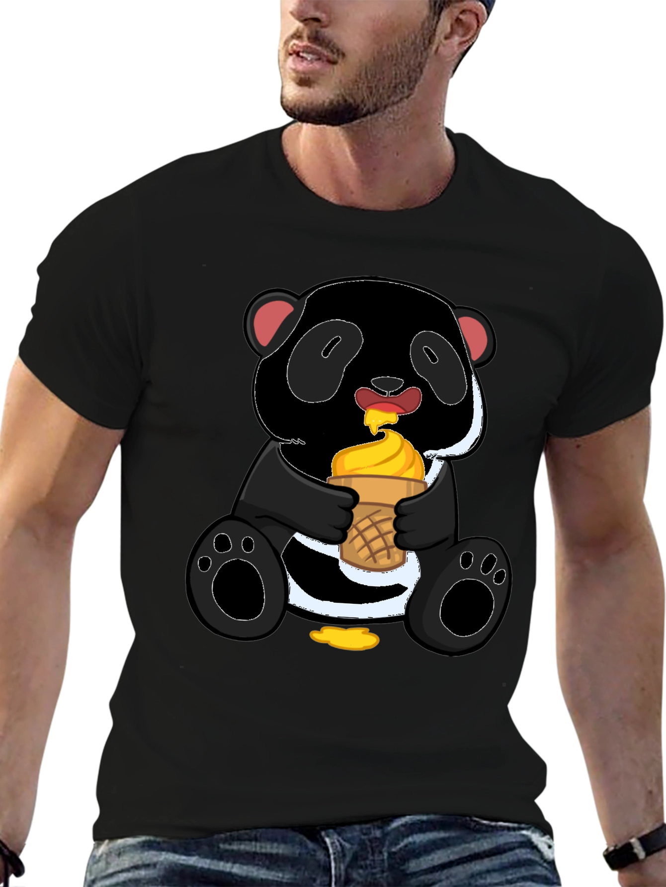 Panda Eating Ice Cream Graphic Tee