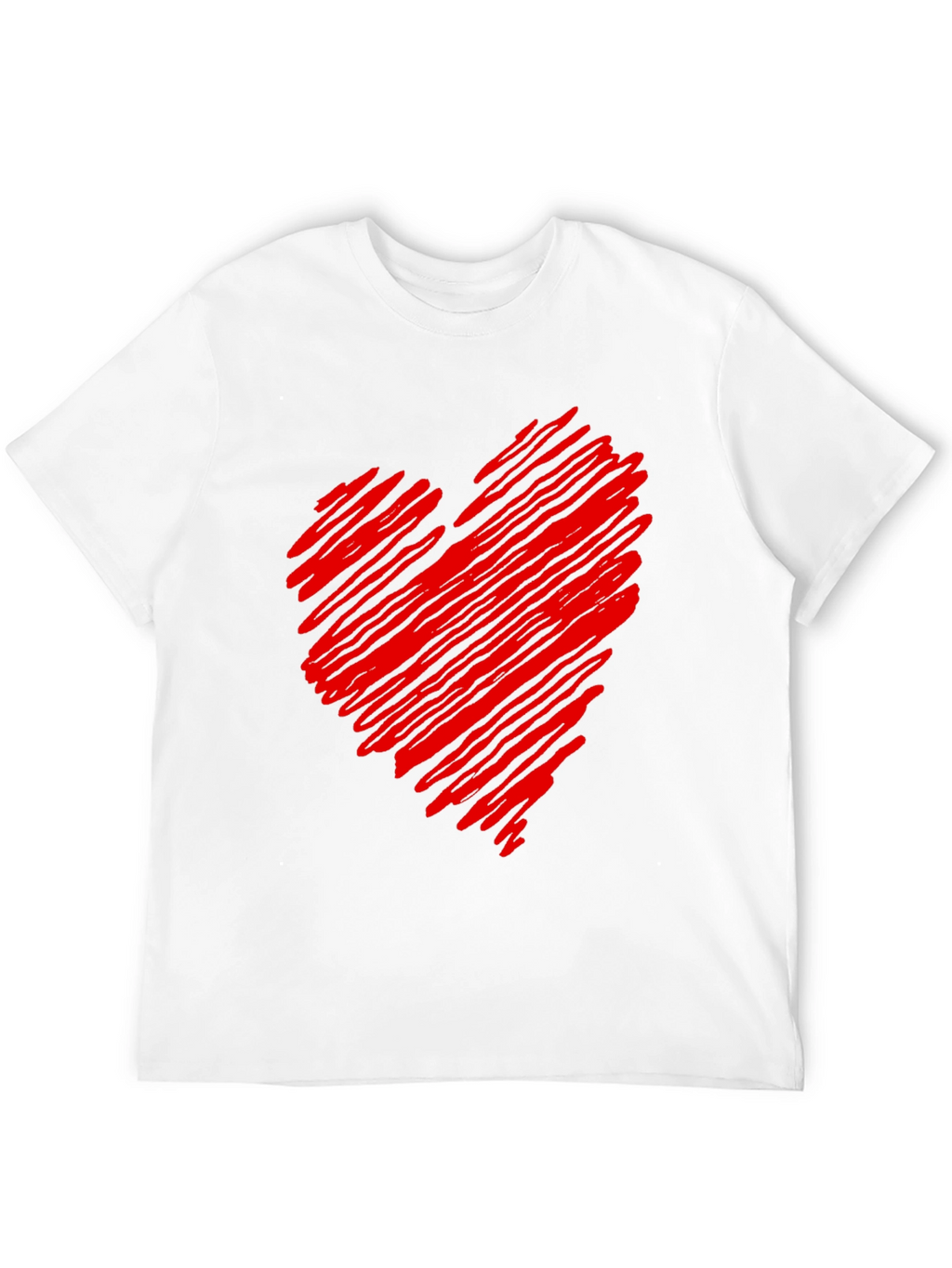 Red Scribbled Heart Black T-Shirt