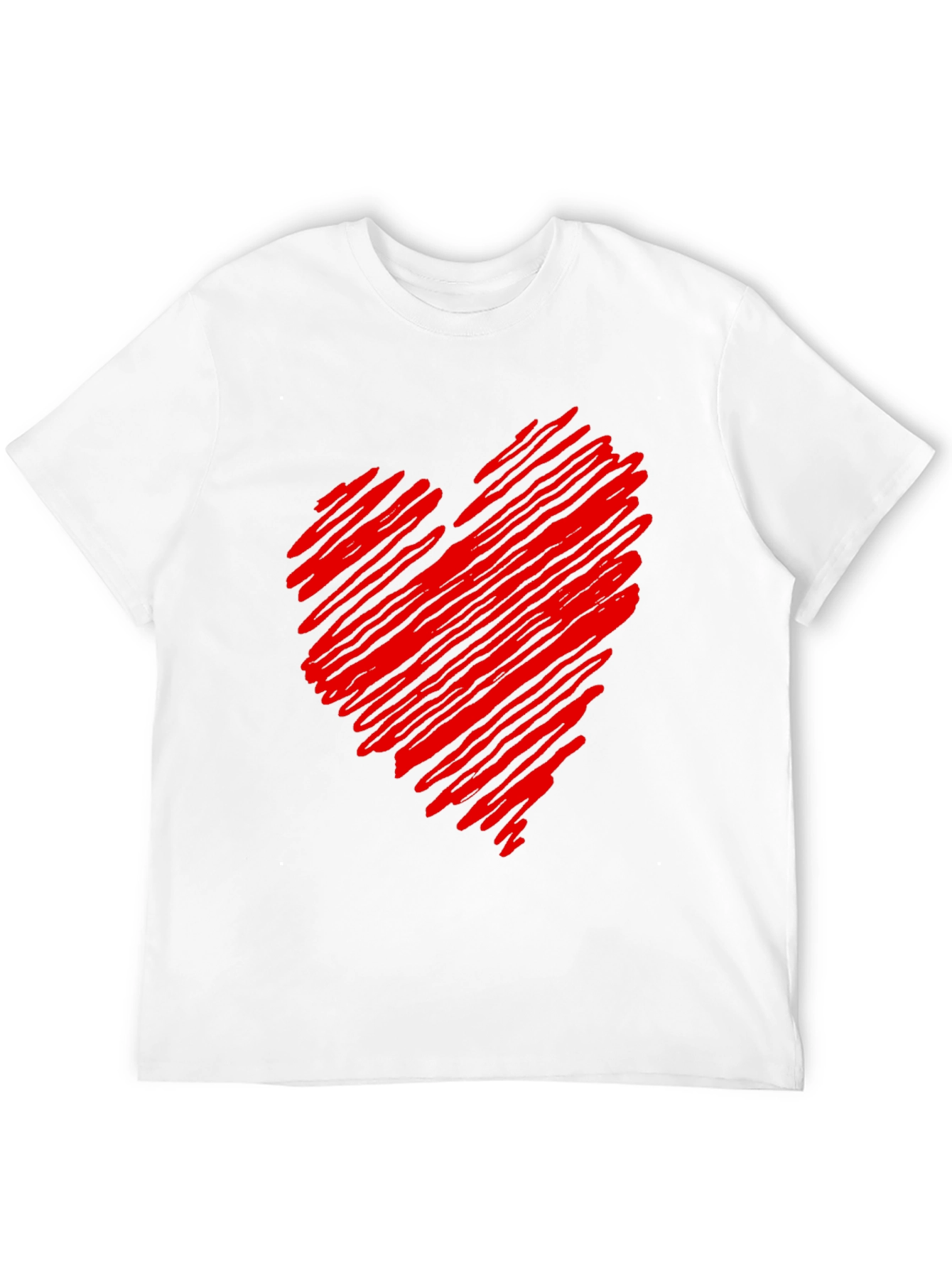 Red Scribbled Heart Black T-Shirt