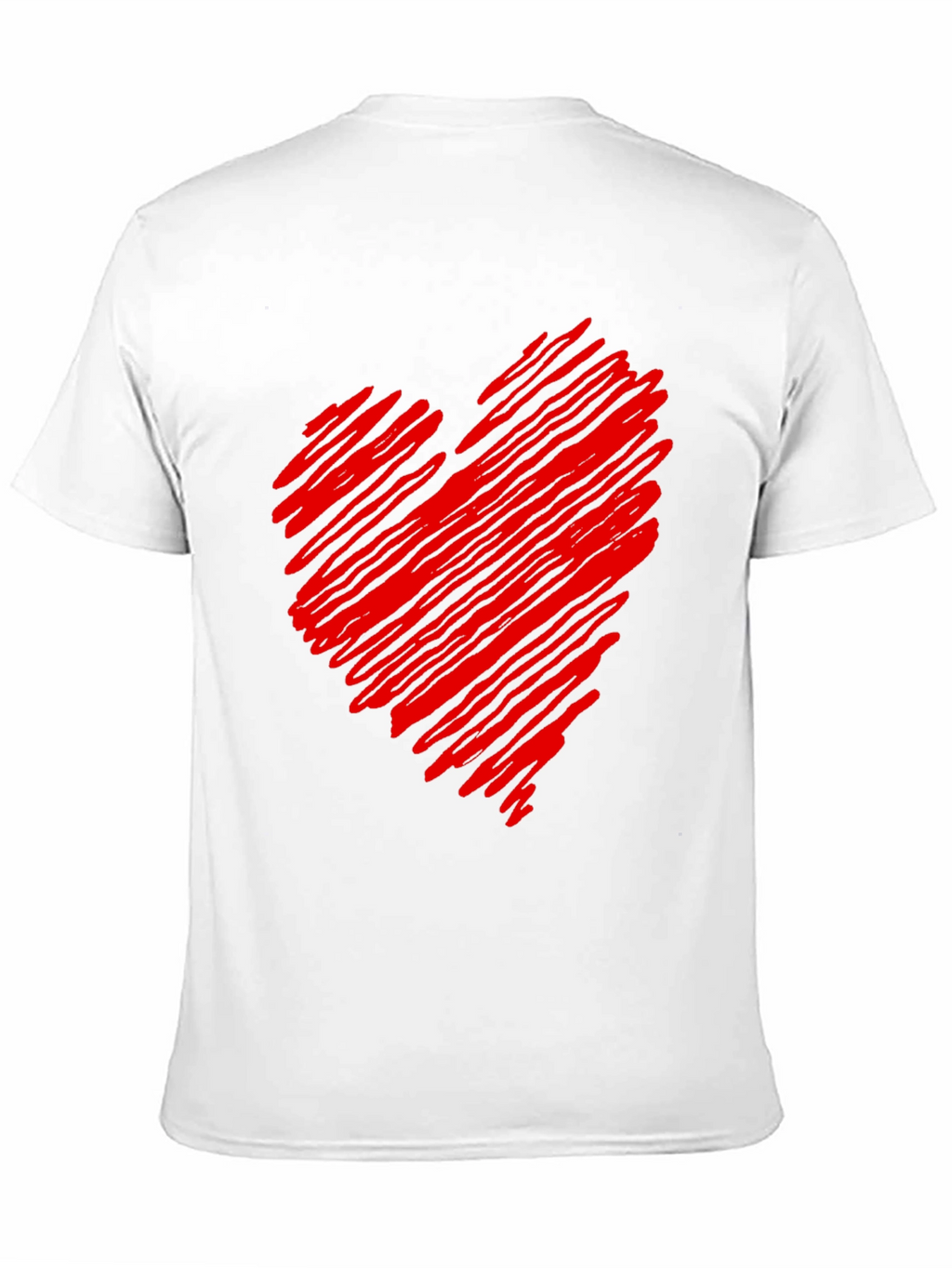 Red Scribbled Heart Black T-Shirt