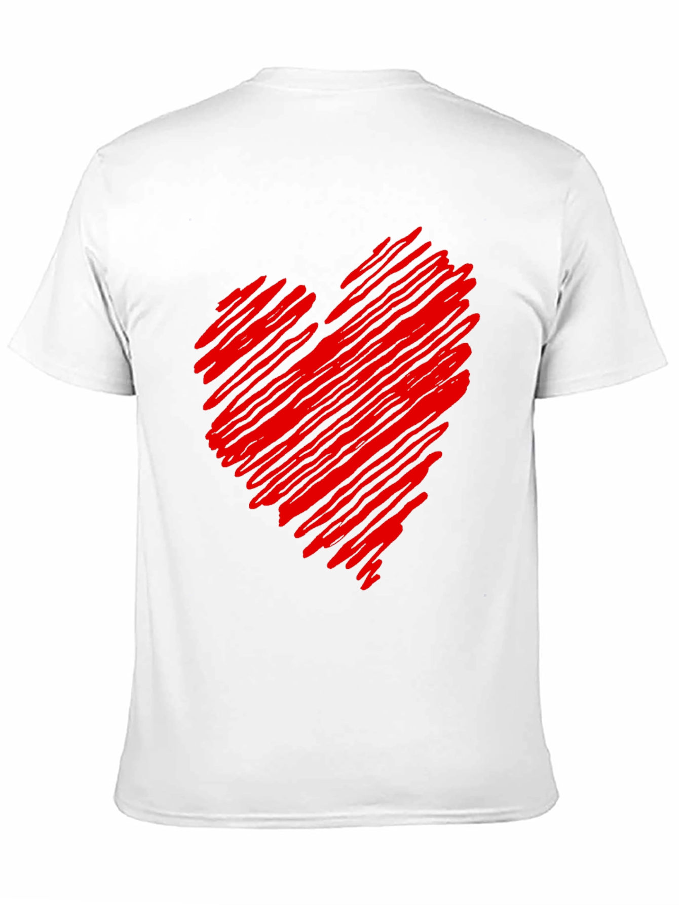 Red Scribbled Heart Black T-Shirt