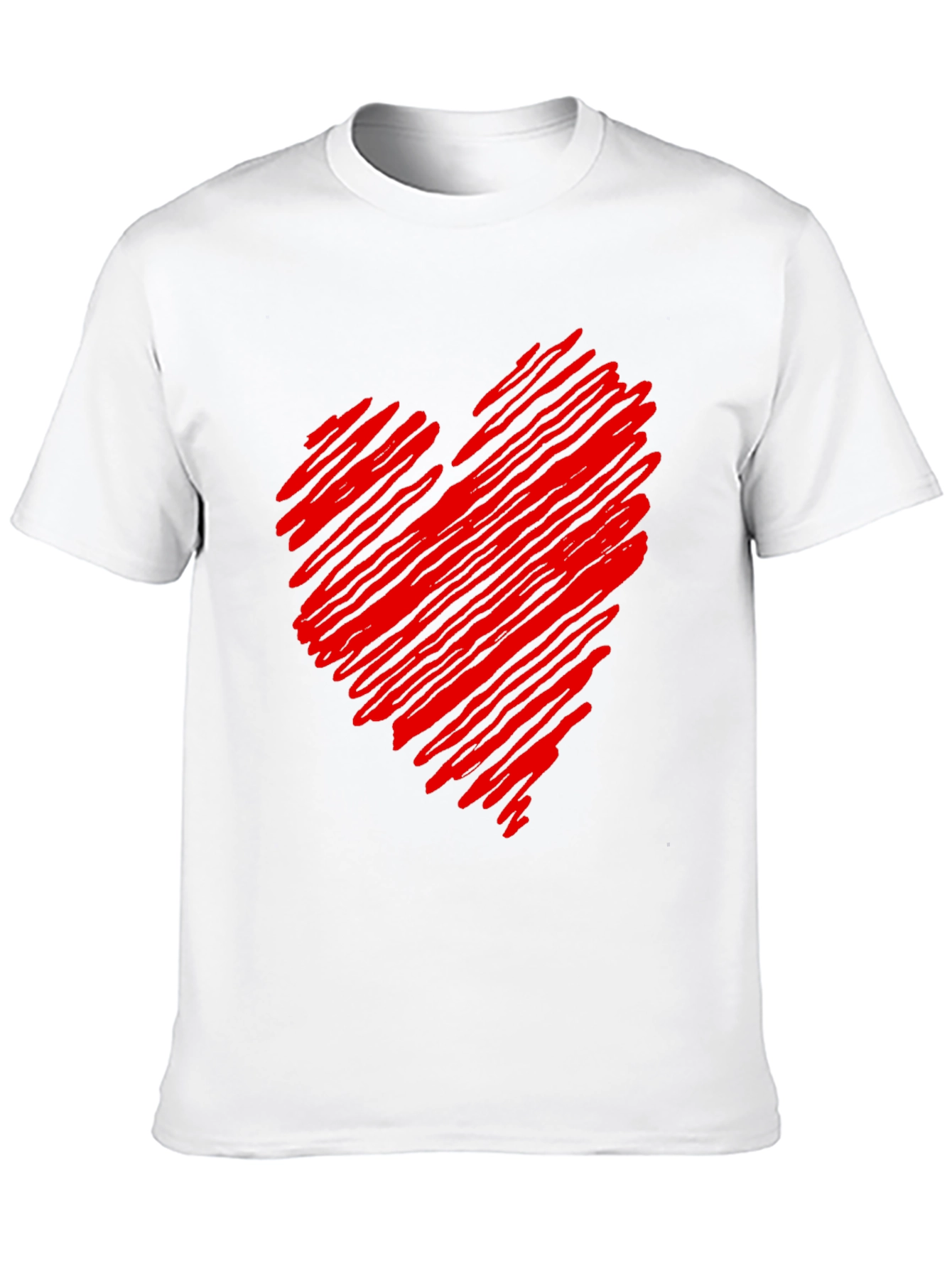 Red Scribbled Heart Black T-Shirt