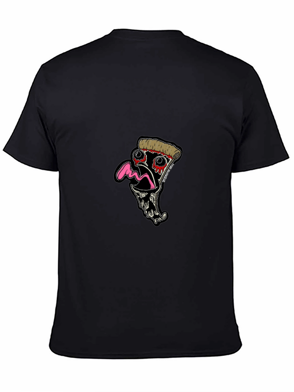 Pizza Slice Graphic Tee - Black Cotton T-Shirt