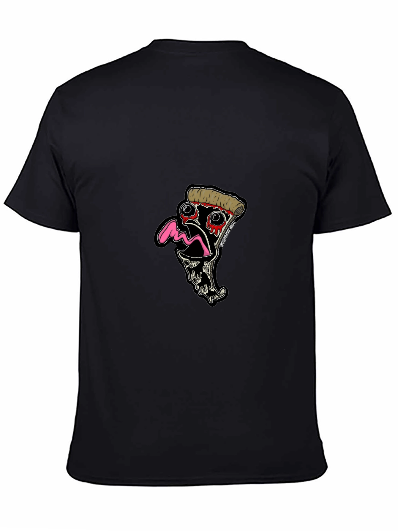 Pizza Slice Graphic Tee - Black Cotton T-Shirt