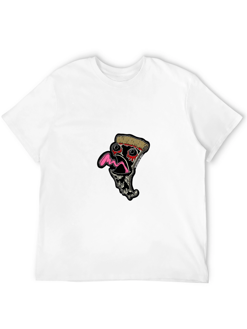 Pizza Slice Graphic Tee - Black Cotton T-Shirt