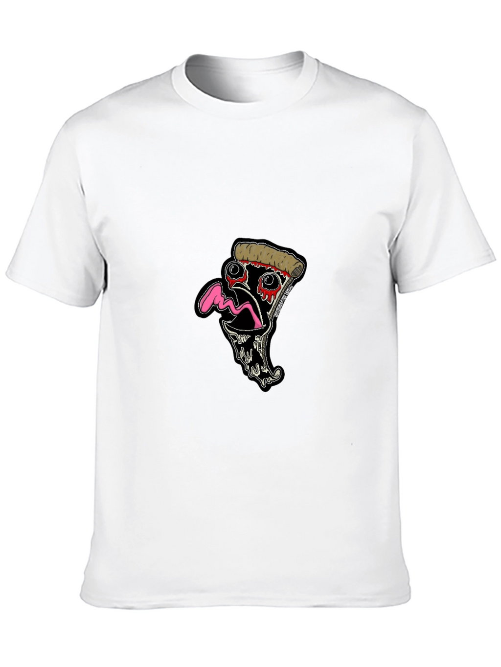 Pizza Slice Graphic Tee - Black Cotton T-Shirt