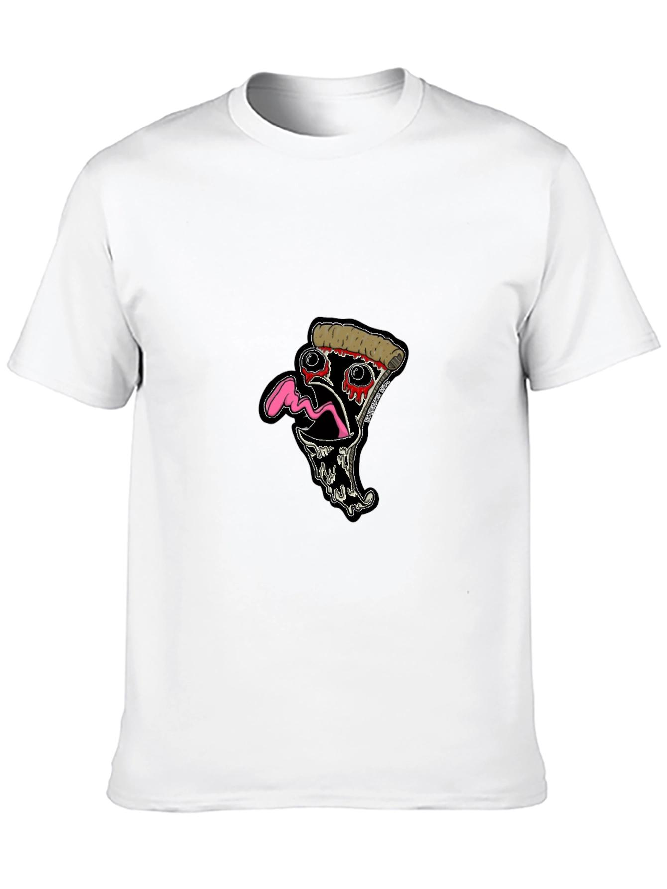 Pizza Slice Graphic Tee - Black Cotton T-Shirt