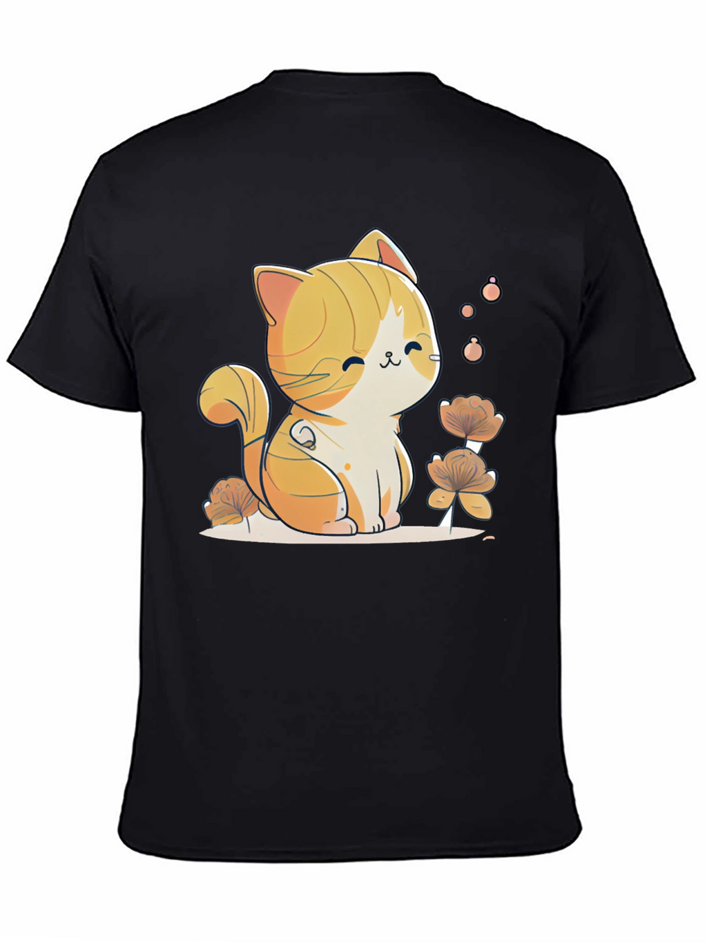 Cute Cat Graphic Tee - Black Cotton Comfort