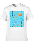 Blue Ocean Graphic Print Black T-Shirt