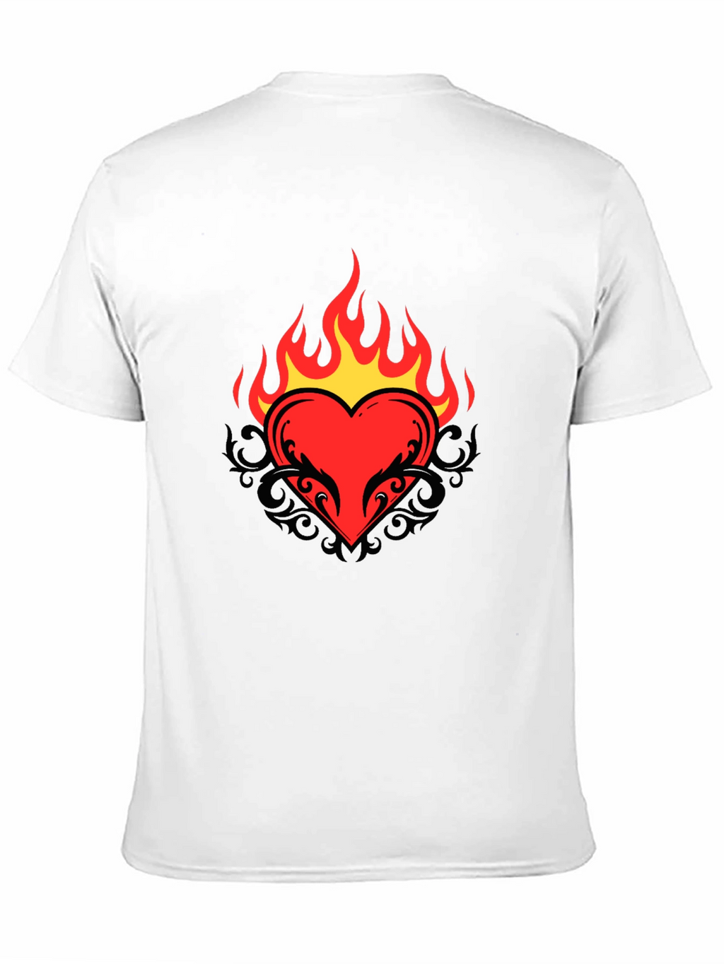Flaming Heart Graphic Tee - Cool Black T-Shirt