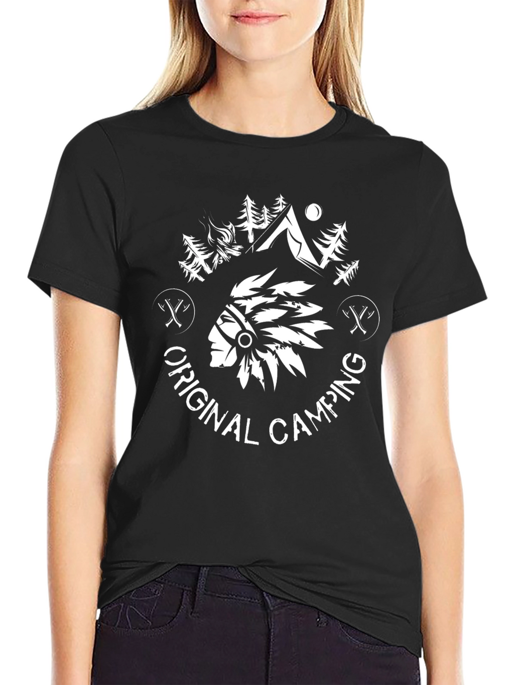 Original Camping Graphic Tee - Black Cotton T-Shirt