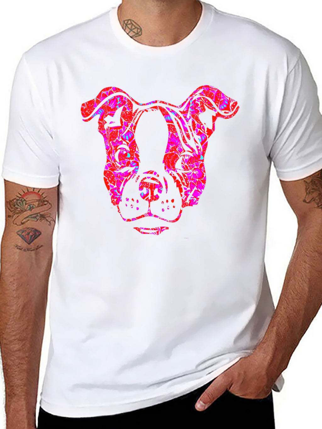 Cool Graphic Dog Head T-Shirt