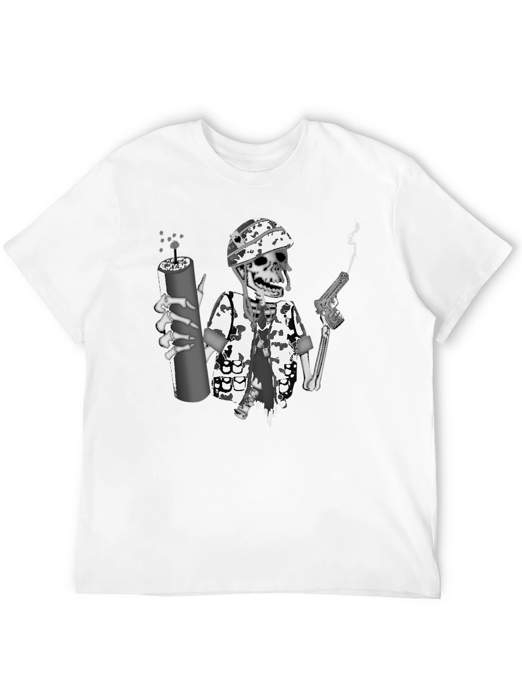 Skeleton Soldier Graphic Print T-Shirt