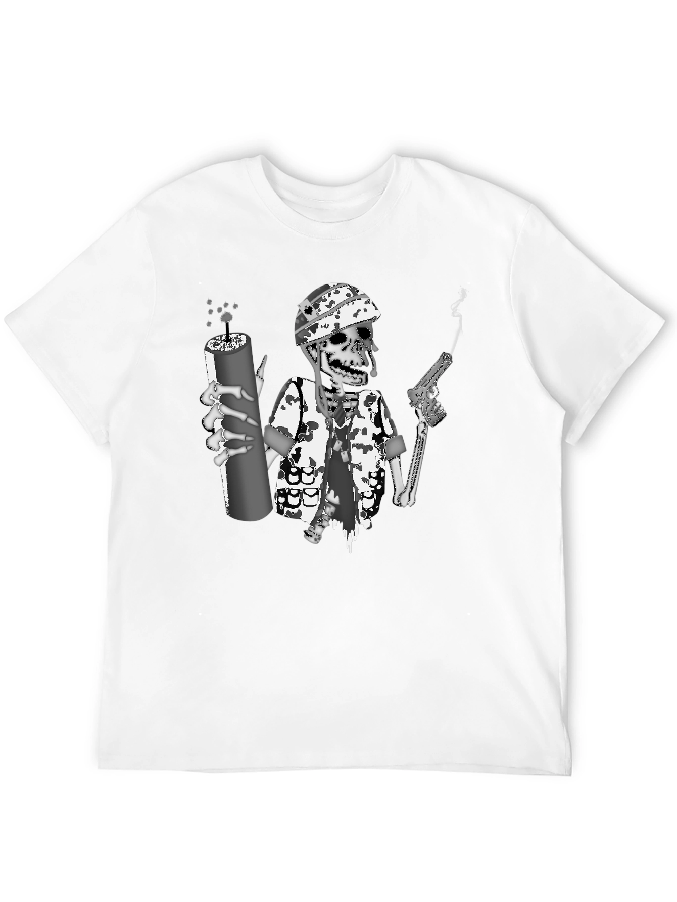 Skeleton Soldier Graphic Print T-Shirt