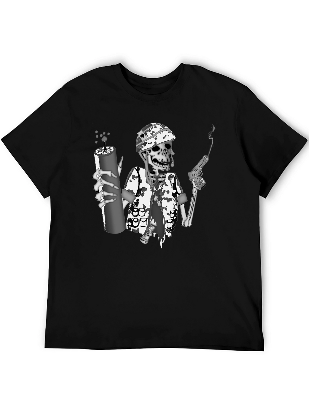 Skeleton Soldier Graphic Print T-Shirt